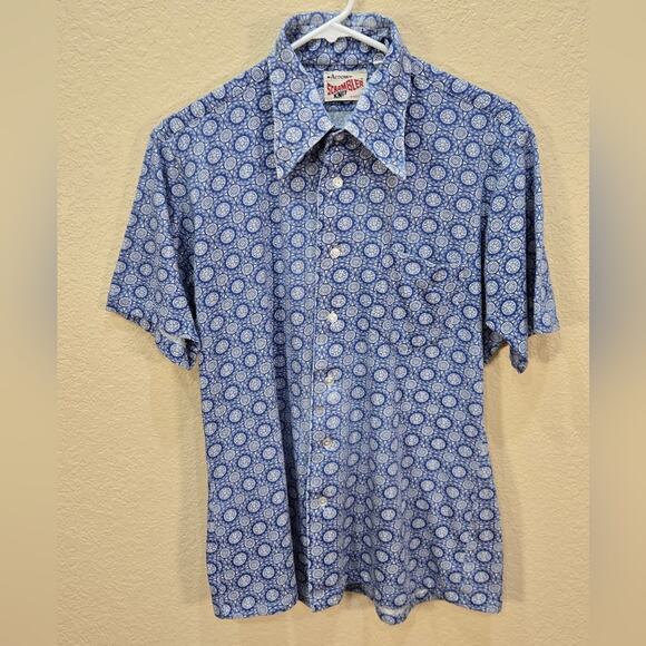 Vintage 70s 80s Arrow Scrambler Knit Men's Short Sleeve Buttondown Disco - Picture 1 of 10